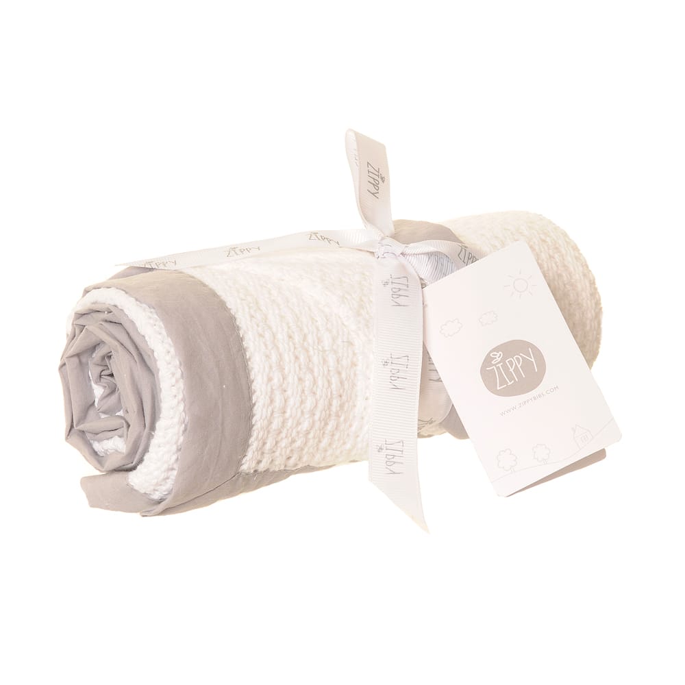 Ziggle - Cellular Blanket with Grey Trim