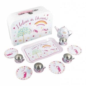Floss & Rock 15 Piece Tin Tea Set with Case Unicorn